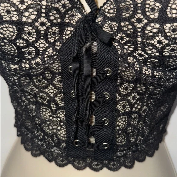 Victoria’s Secret Padded Demi Bustier Bra Top Black Lace Women’s 36B - Picture 2 of 15